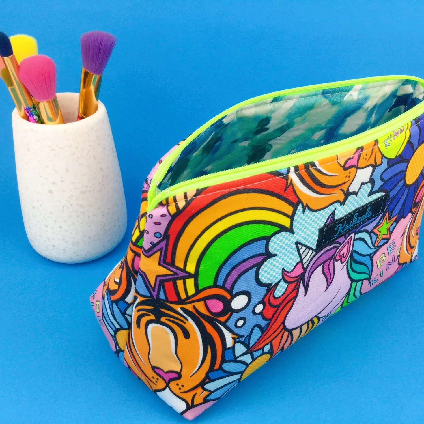 Kasey's Dream Medium Makeup Bag. Kasey Rainbow Design.