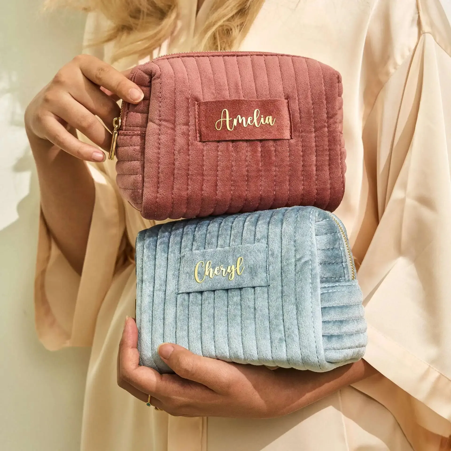 Kawaii Custom Velvet Makeup Bag 🎀✨ - Personalized Toiletry Pouch for Bridesmaids & Special Gifts 🌸💖