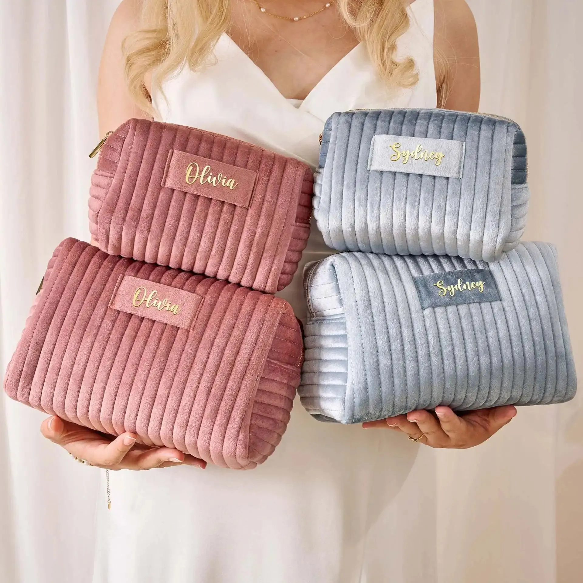 Kawaii Custom Velvet Makeup Bag 🎀✨ - Personalized Toiletry Pouch for Bridesmaids & Special Gifts 🌸💖