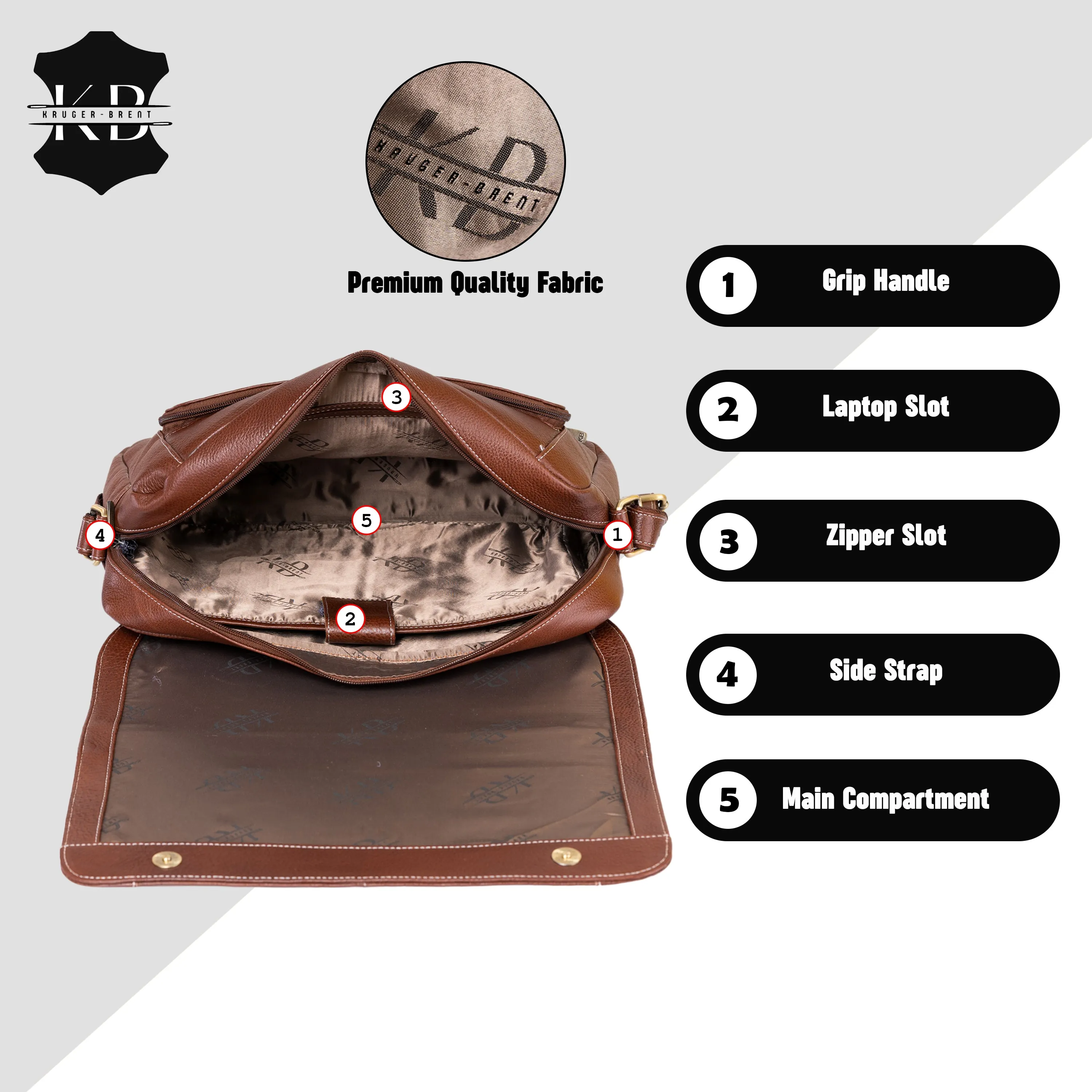 Kuger-Brent Cronus Brown Genuine Leather Unisex Messenger Bag