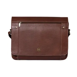 Kuger-Brent Cronus Brown Genuine Leather Unisex Messenger Bag