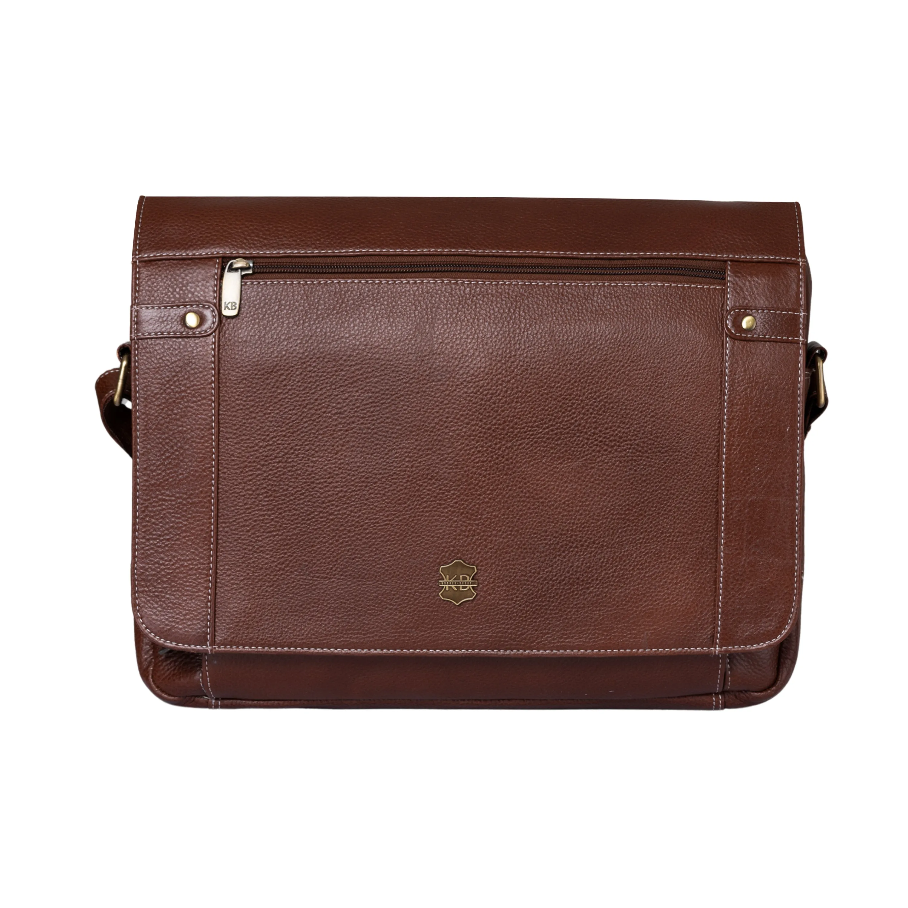 Kuger-Brent Cronus Brown Genuine Leather Unisex Messenger Bag