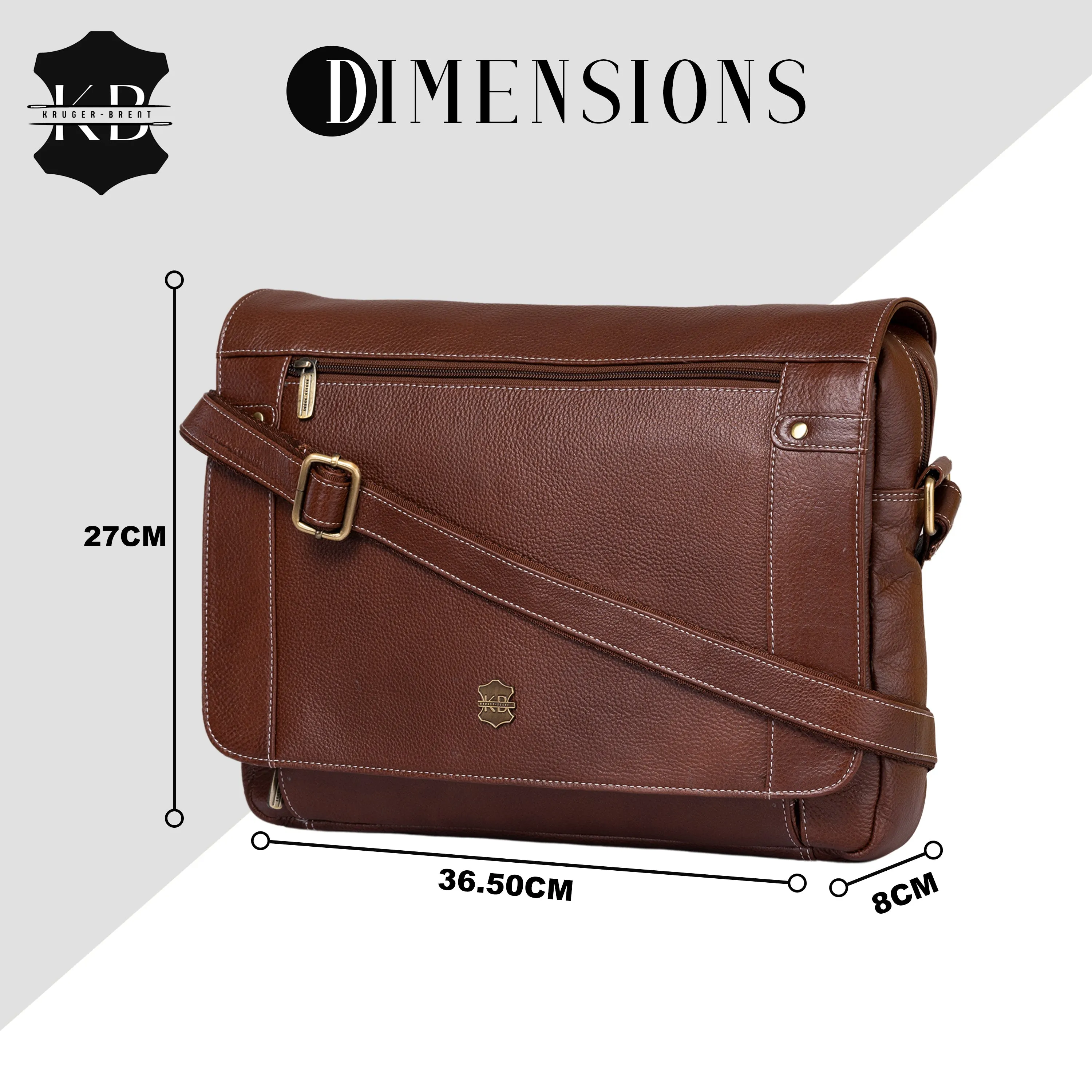 Kuger-Brent Cronus Brown Genuine Leather Unisex Messenger Bag