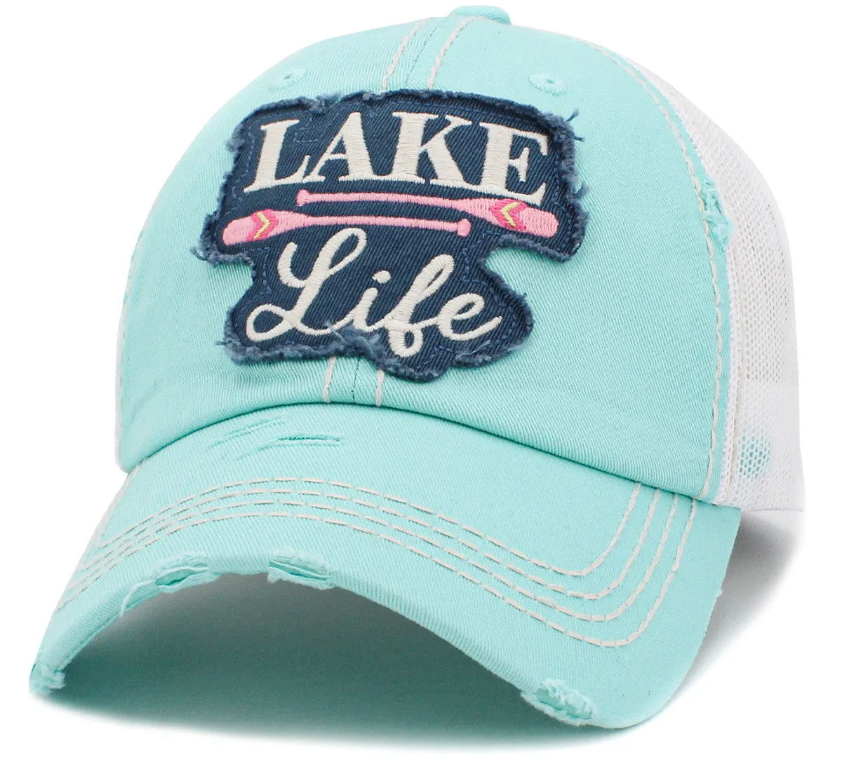 Lake Life Distressed Trucker Hat