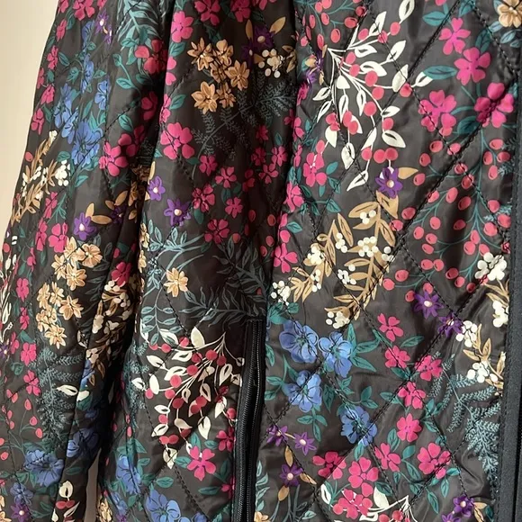Lands' End Floral Quilted Women's Jacket Coat Puffer