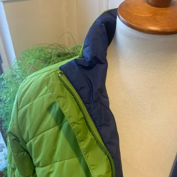 LANDS END QUILTED ZIP UP JACKETLIME NAVY SIZE MEDIUM