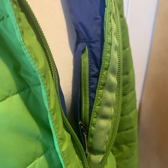 LANDS END QUILTED ZIP UP JACKETLIME NAVY SIZE MEDIUM