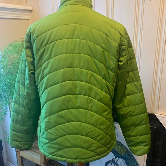 LANDS END QUILTED ZIP UP JACKETLIME NAVY SIZE MEDIUM