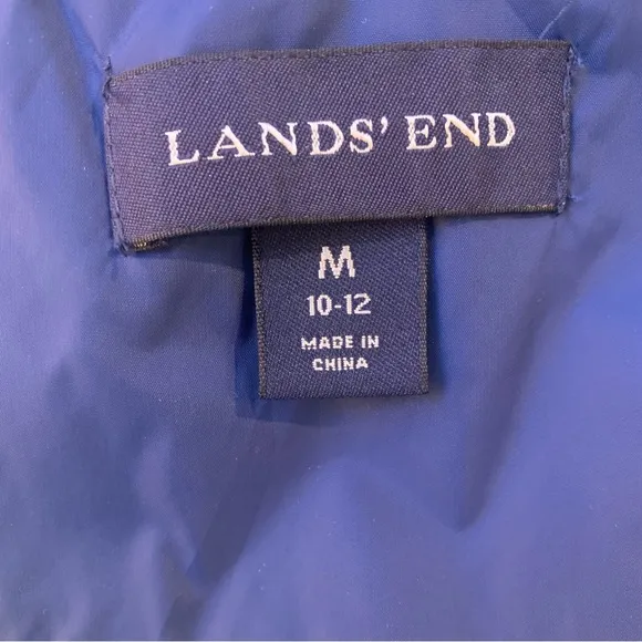 LANDS END QUILTED ZIP UP JACKETLIME NAVY SIZE MEDIUM