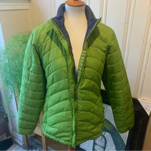 LANDS END QUILTED ZIP UP JACKETLIME NAVY SIZE MEDIUM