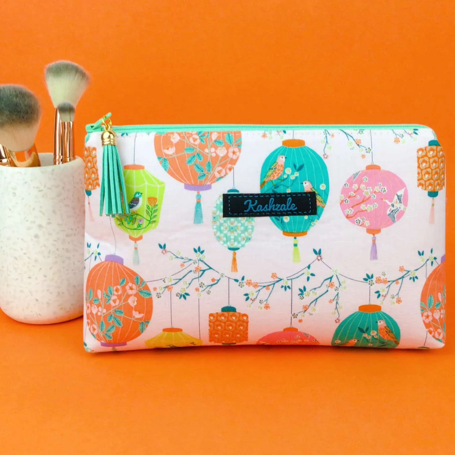 Lanterns Medium Makeup Bag. Pale Pink Makeup Bag.