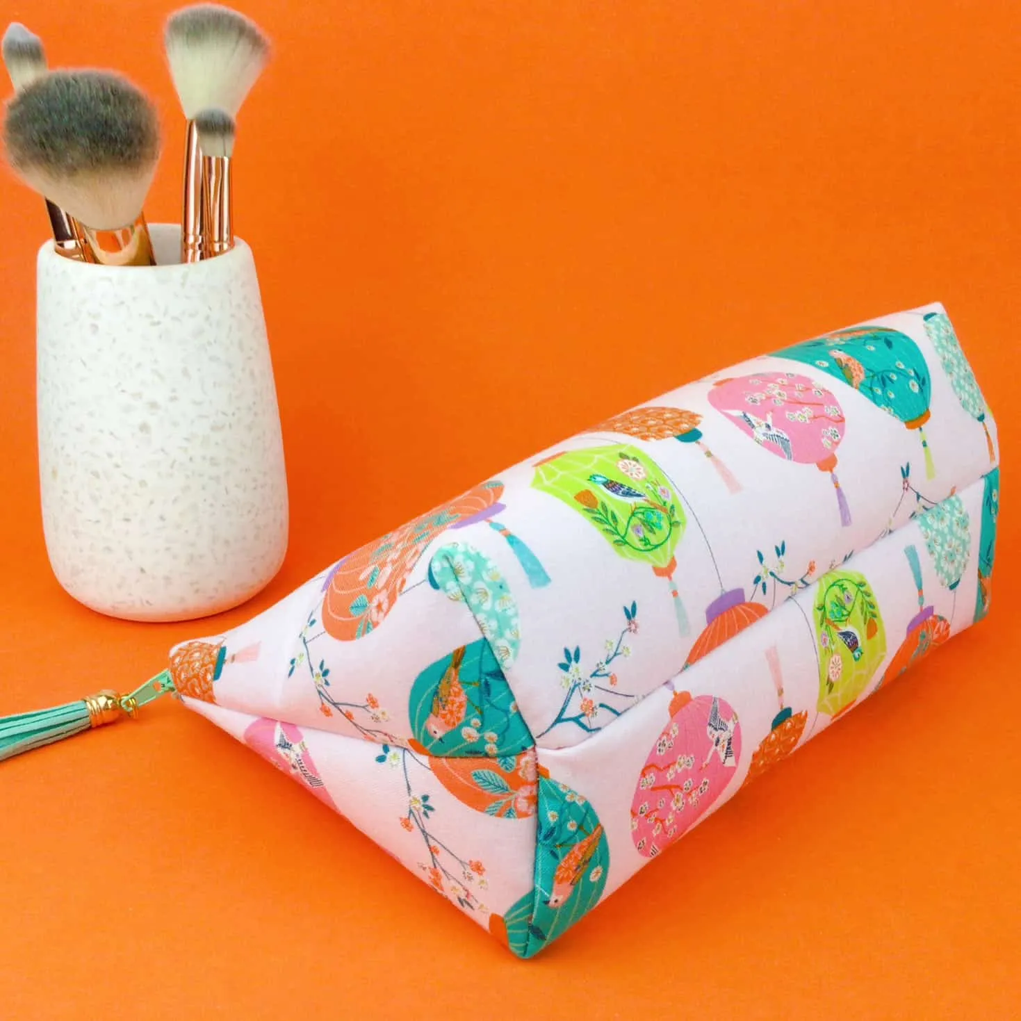 Lanterns Medium Makeup Bag. Pale Pink Makeup Bag.
