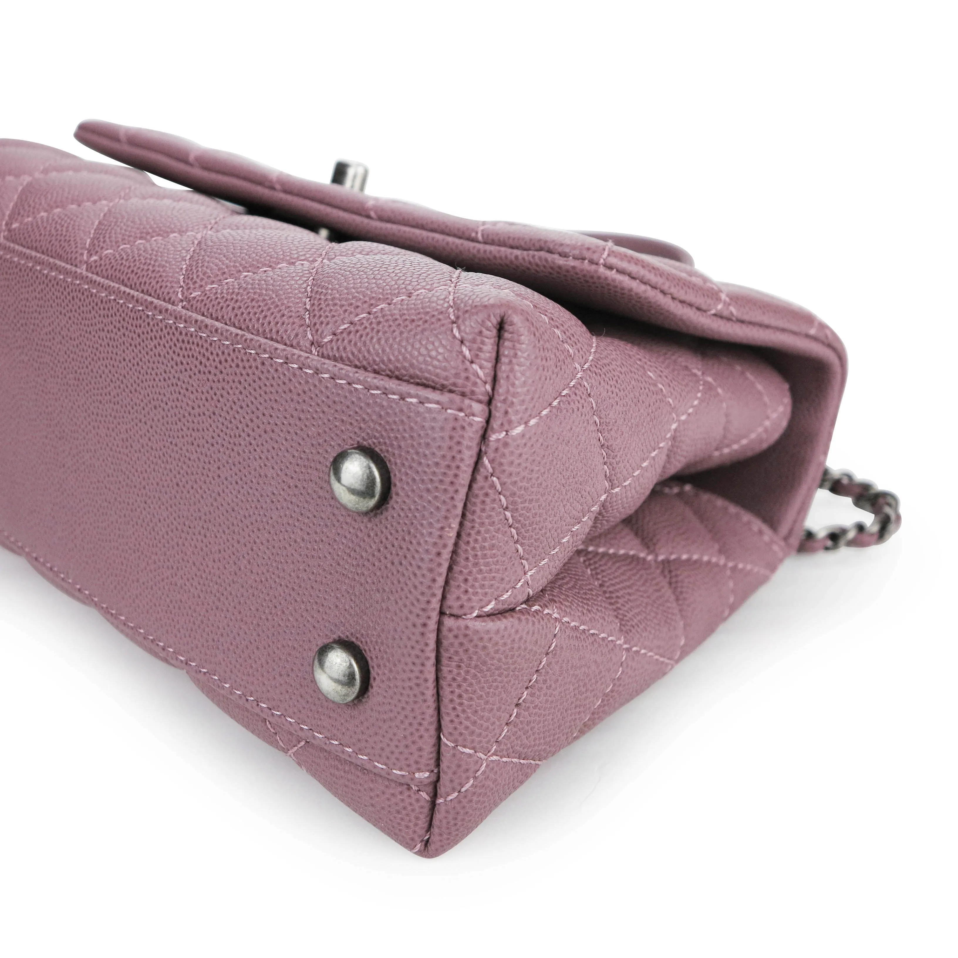 Lizard Mini Coco Handle Bag in 16B Mauve Pink Caviar