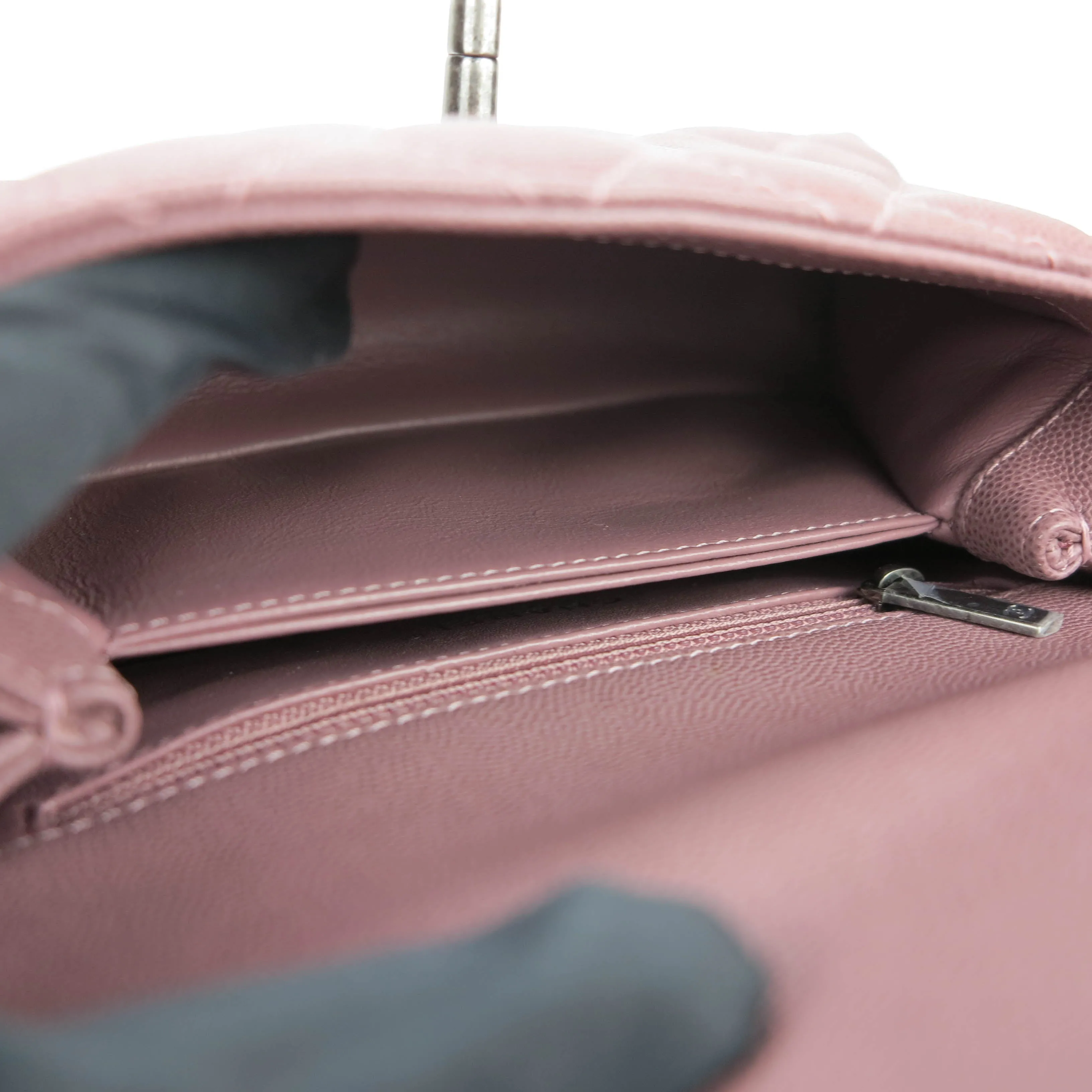 Lizard Mini Coco Handle Bag in 16B Mauve Pink Caviar