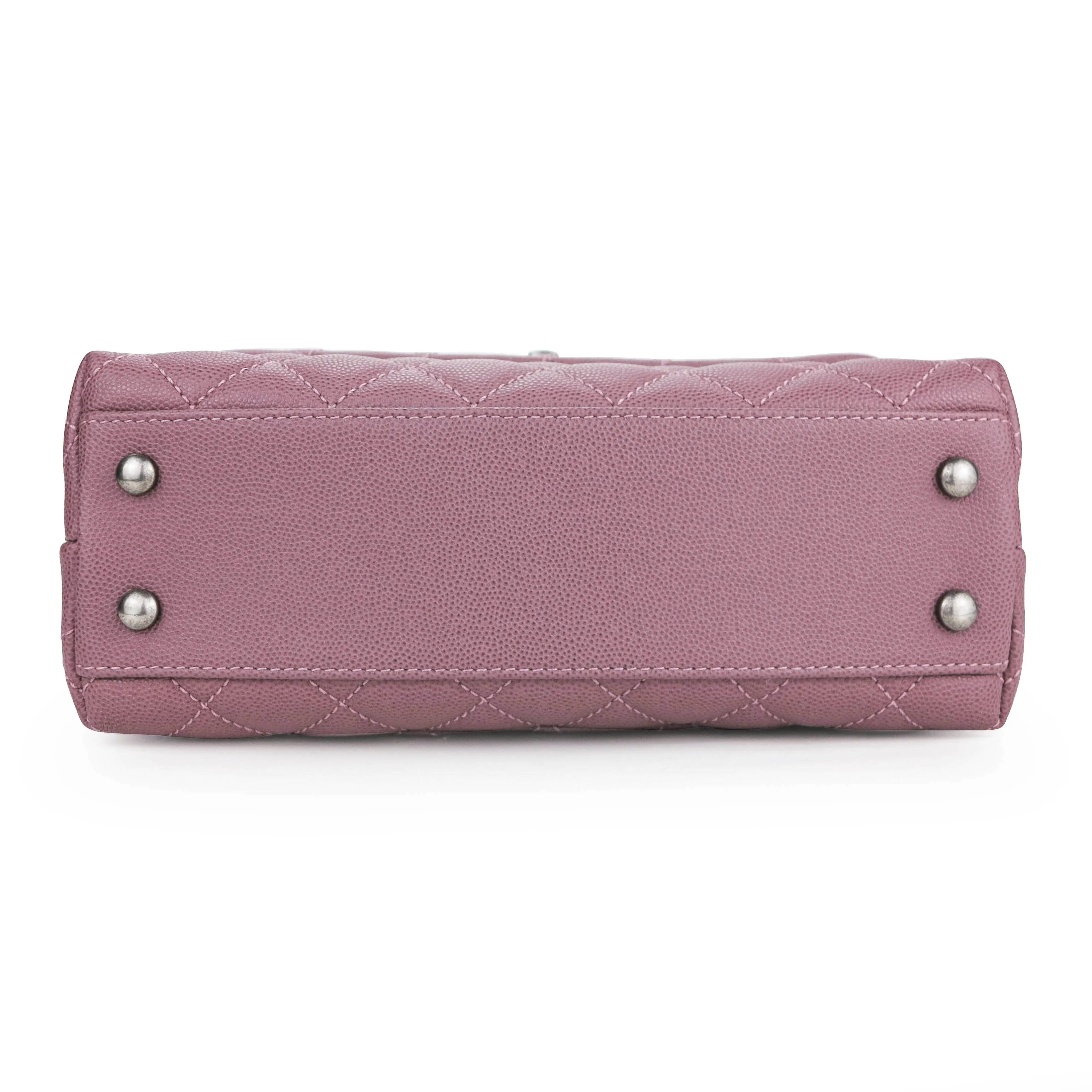 Lizard Mini Coco Handle Bag in 16B Mauve Pink Caviar