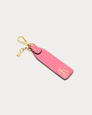 Logo Keychain - Crinkled Leather Pink