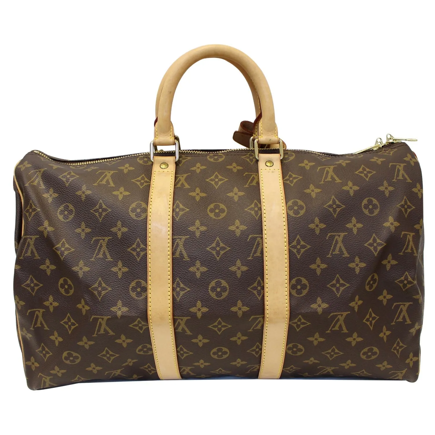LOUIS VUITTON Keepall 45 Monogram Canvas Duffle Travel Bag Brown