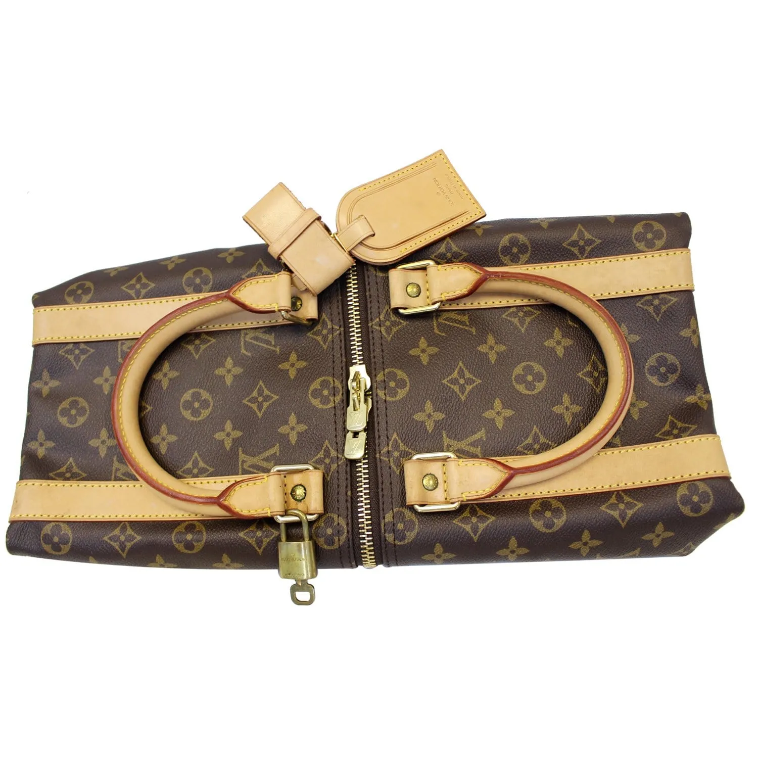 LOUIS VUITTON Keepall 45 Monogram Canvas Duffle Travel Bag Brown
