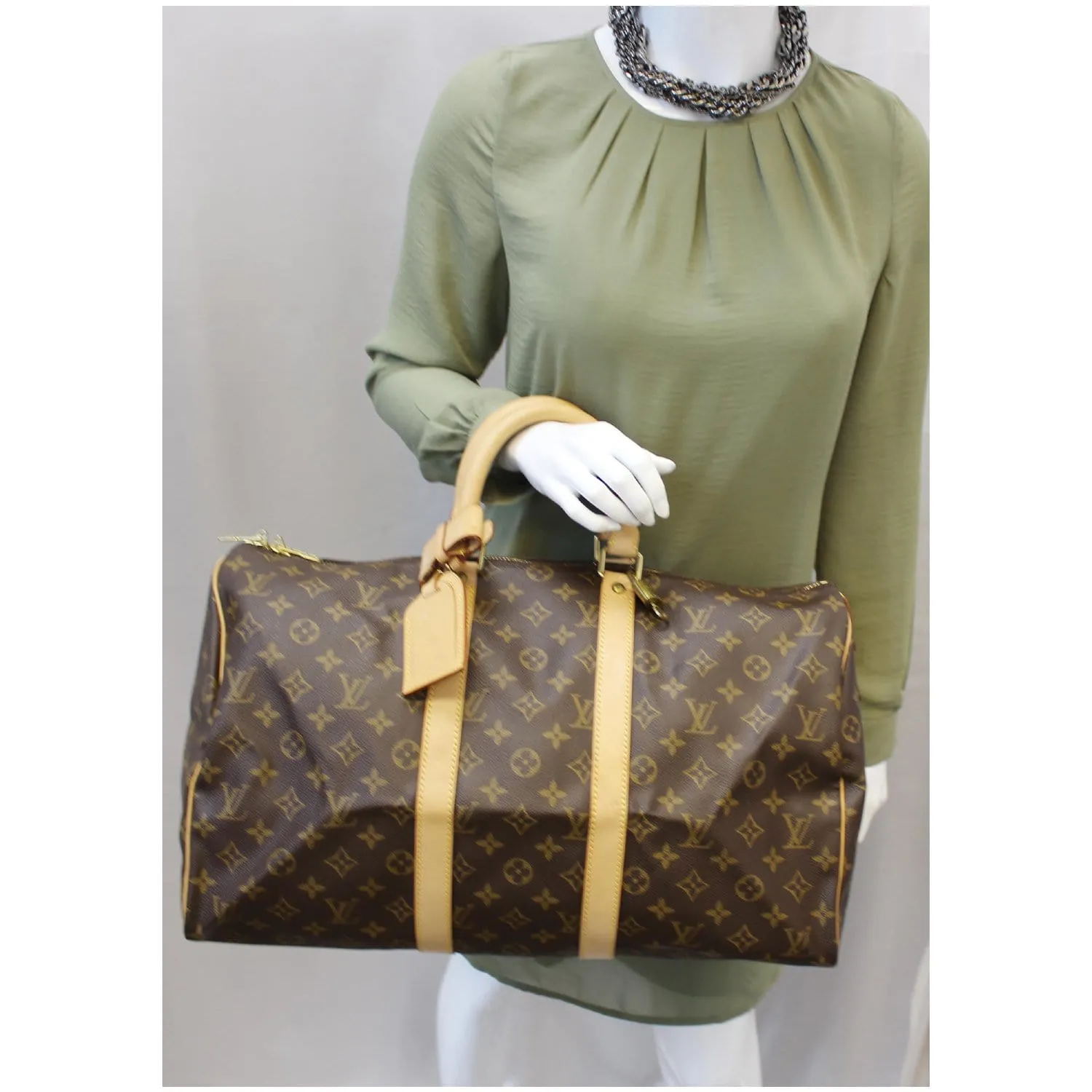 LOUIS VUITTON Keepall 45 Monogram Canvas Duffle Travel Bag Brown
