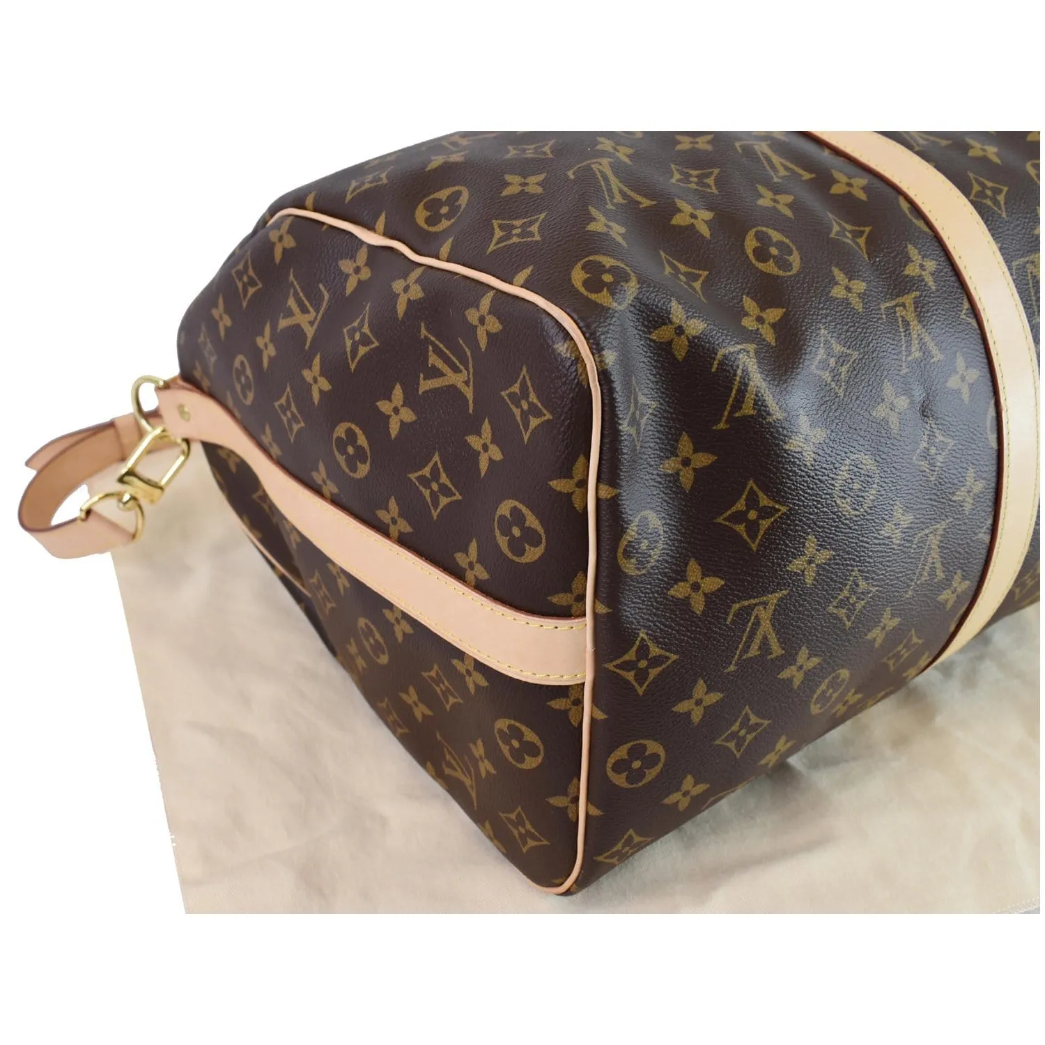 LOUIS VUITTON Keepall 50 Bandouliere Monogram Canvas Travel Bag Brown