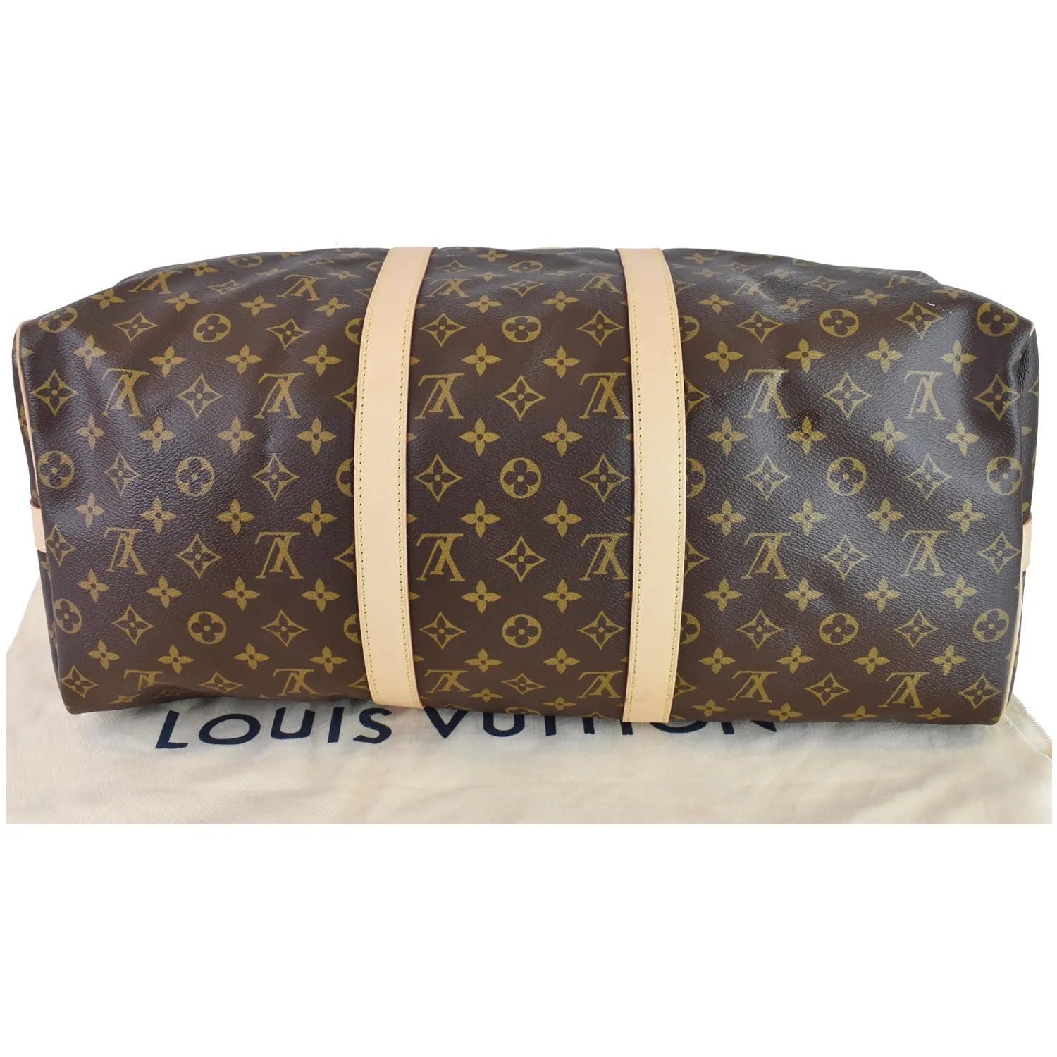 LOUIS VUITTON Keepall 50 Bandouliere Monogram Canvas Travel Bag Brown