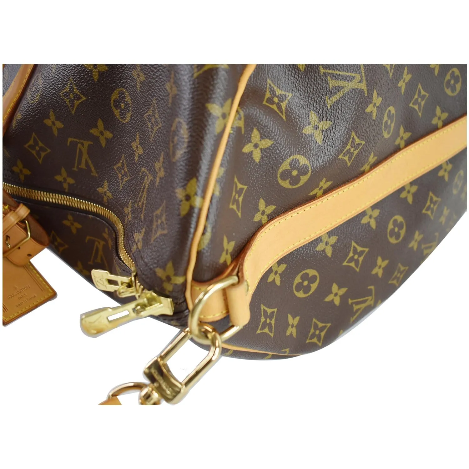 LOUIS VUITTON Keepall 60 Bandouliere Monogram Canvas Travel Bag Brown
