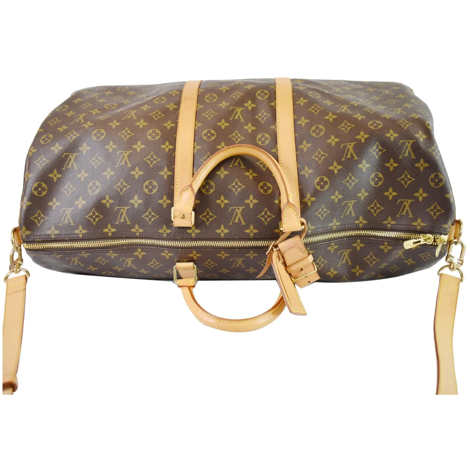 LOUIS VUITTON Keepall 60 Bandouliere Monogram Canvas Travel Bag Brown