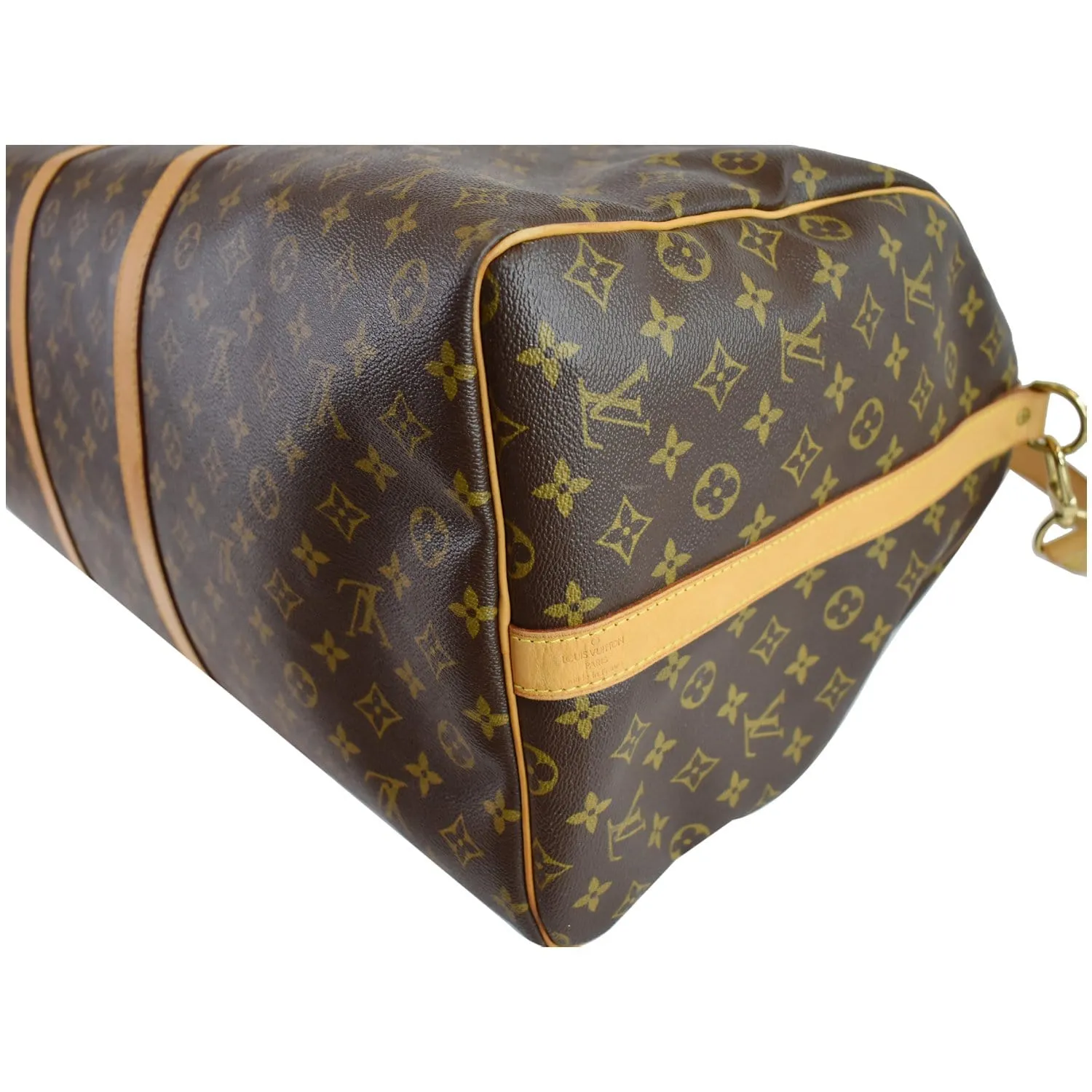 LOUIS VUITTON Keepall 60 Bandouliere Monogram Canvas Travel Bag Brown