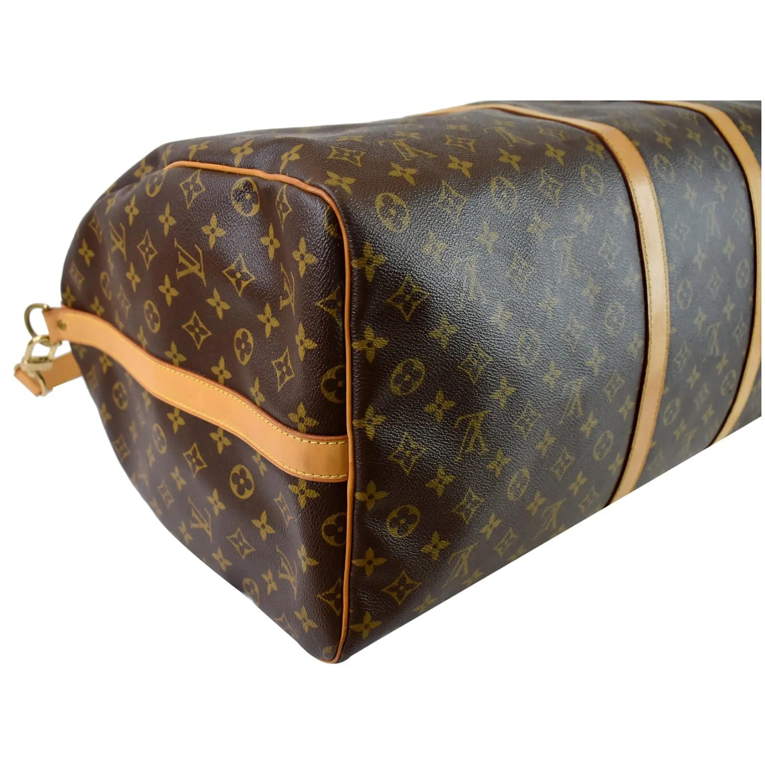 LOUIS VUITTON Keepall 60 Bandouliere Monogram Canvas Travel Bag Brown