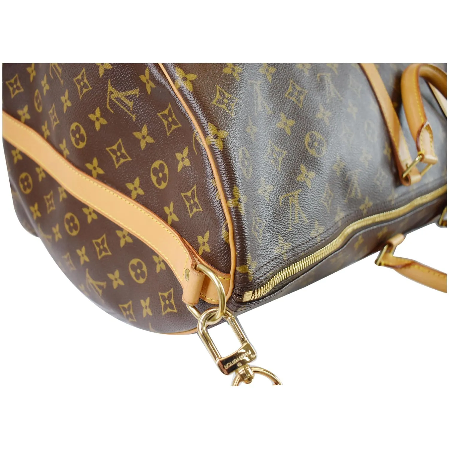 LOUIS VUITTON Keepall 60 Bandouliere Monogram Canvas Travel Bag Brown