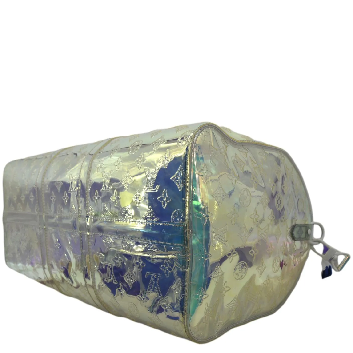 LOUIS VUITTON Keepall Bandouliere Embossed Monogram PVC Prism Travel Bag Iridescent
