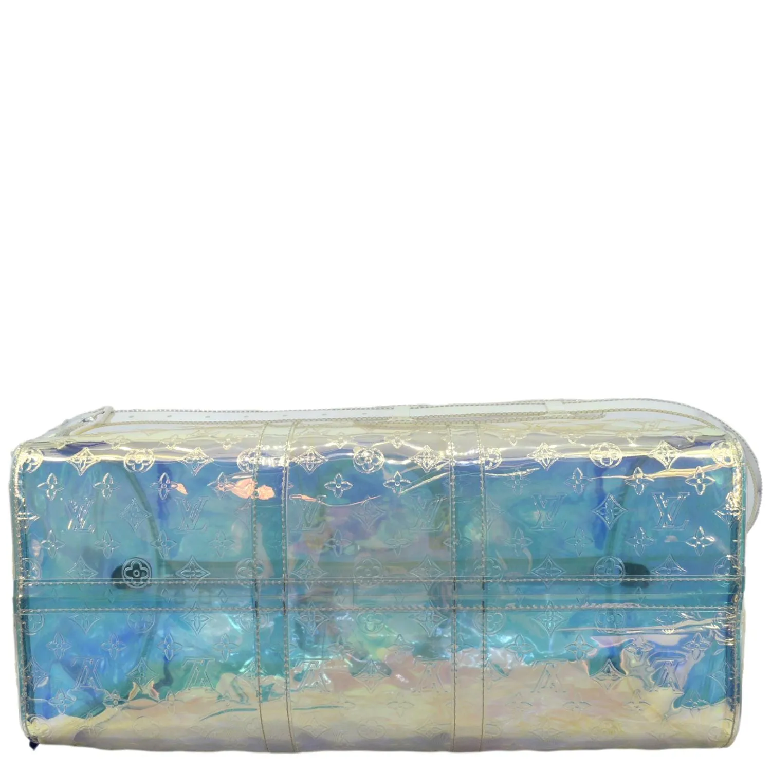 LOUIS VUITTON Keepall Bandouliere Embossed Monogram PVC Prism Travel Bag Iridescent