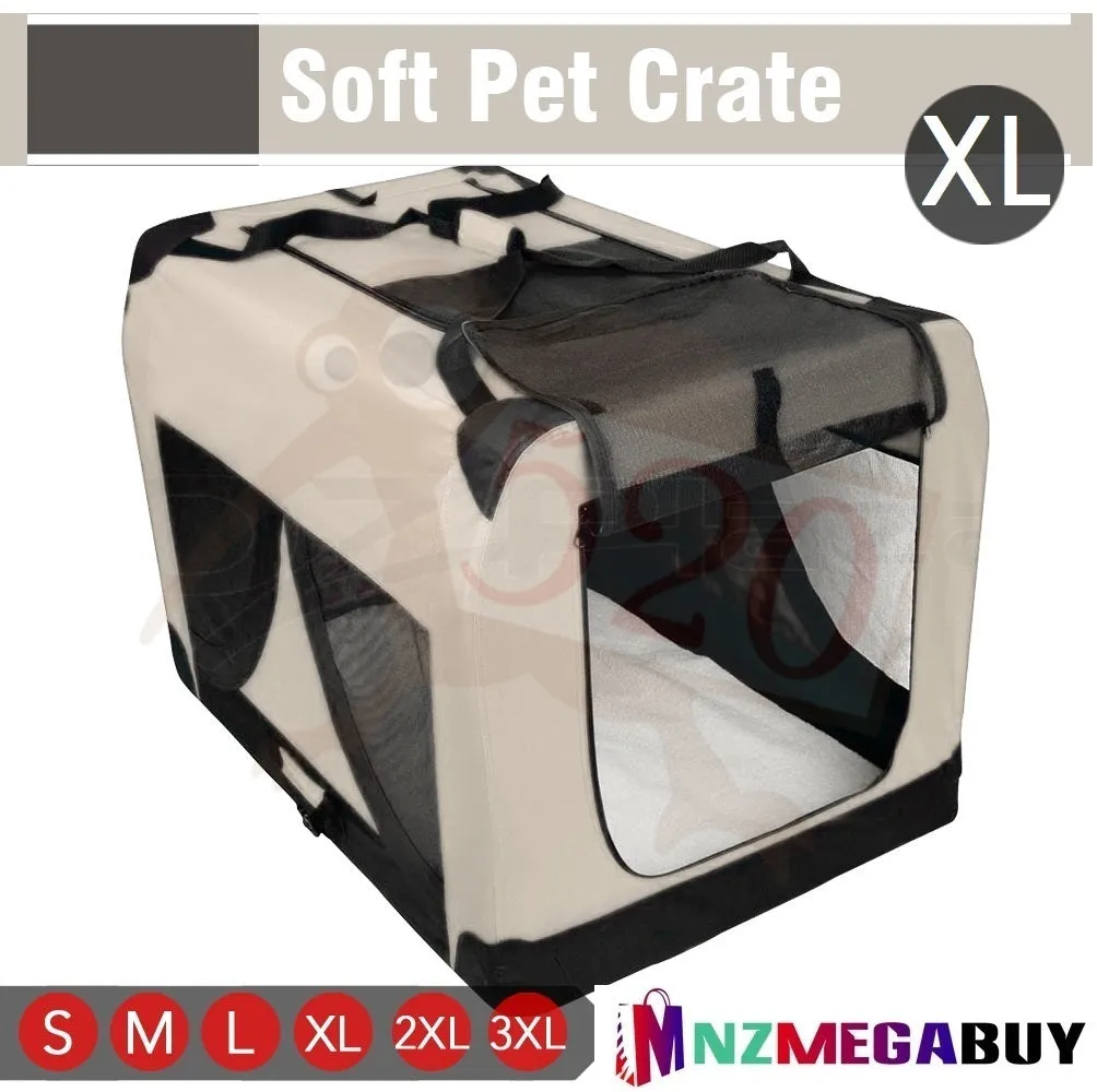 LOVEPET® Beige Dog Travel Cage Collapsible Dog Pet Soft Crate Travel *5 Sizes