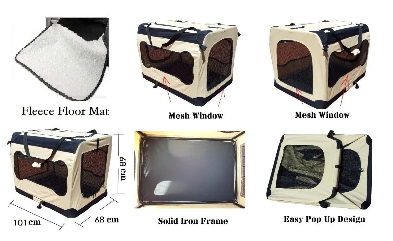 LOVEPET® Beige Dog Travel Cage Collapsible Dog Pet Soft Crate Travel *5 Sizes