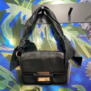 LSpoke Small Black Leather Flap Bag with Rose Gold Hardware