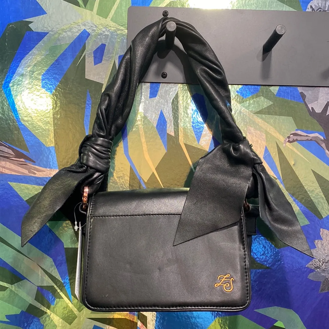 LSpoke Small Black Leather Flap Bag with Rose Gold Hardware