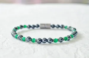 Magnetic Hematite Energy Bracelet w/ Green Cat's Eye