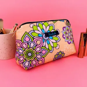 Mandala Magnifica Peach Medium Makeup Bag.  Exclusive Design.