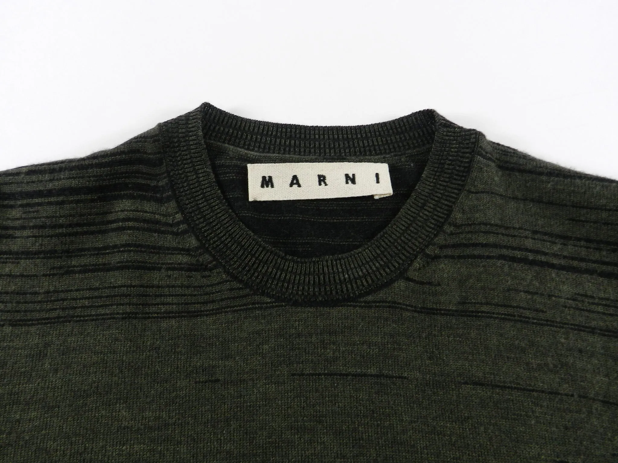 Marni Dark Green Knit Colour Block Pullover Sweater - S