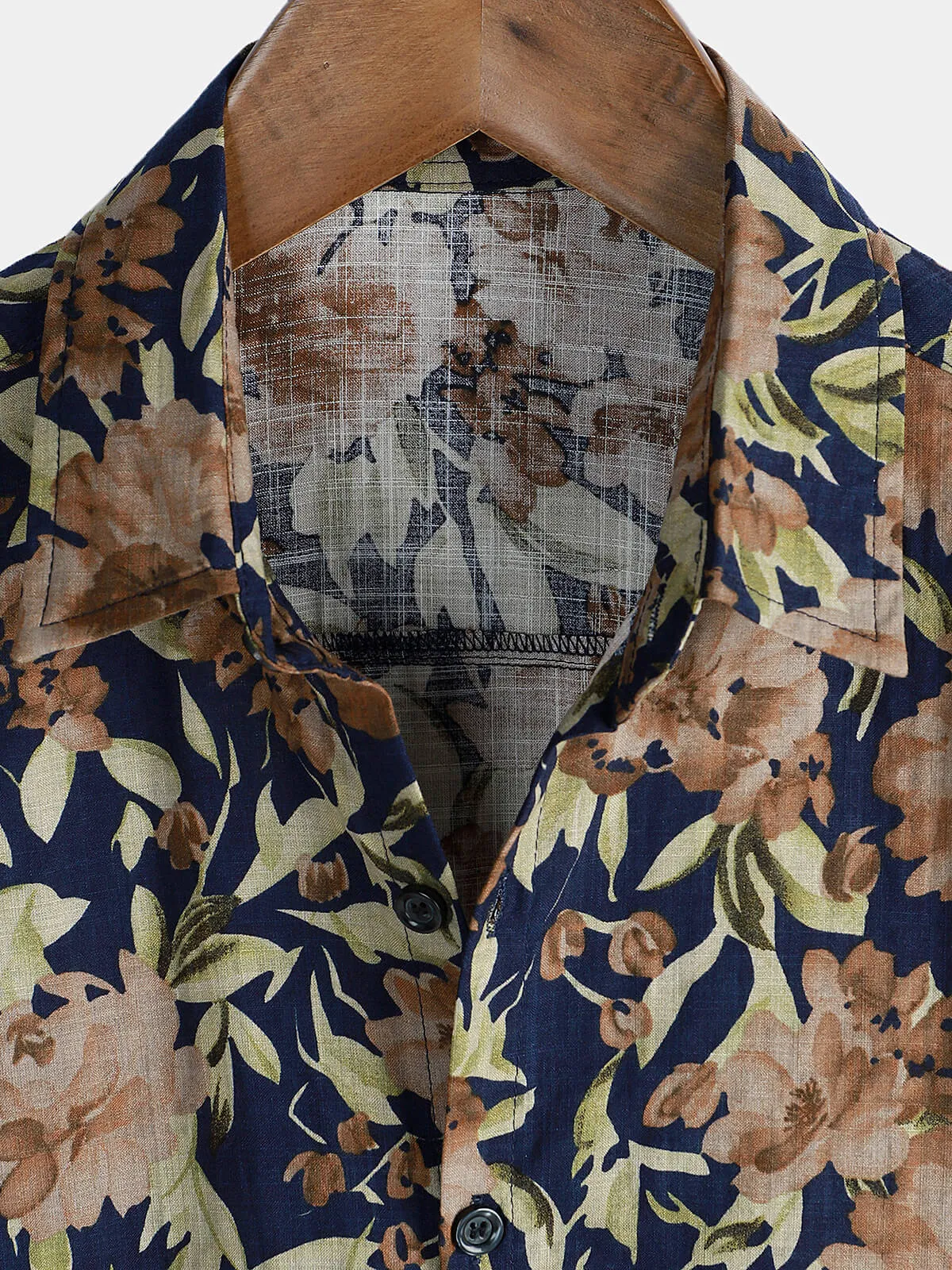Men's Vintage Holiday Hawaiian Floral Button Up Short Sleeve Shirt