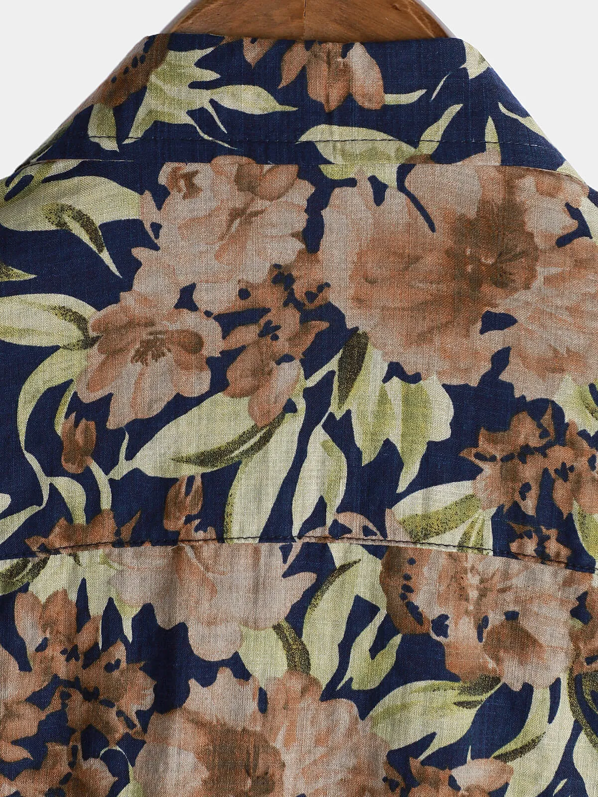Men's Vintage Holiday Hawaiian Floral Button Up Short Sleeve Shirt