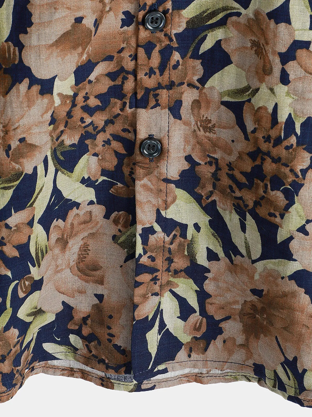 Men's Vintage Holiday Hawaiian Floral Button Up Short Sleeve Shirt