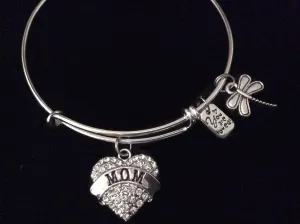 Mom You Are Loved Expandable Charm Bracelet Silver Adjustable Bangle Mother Gift