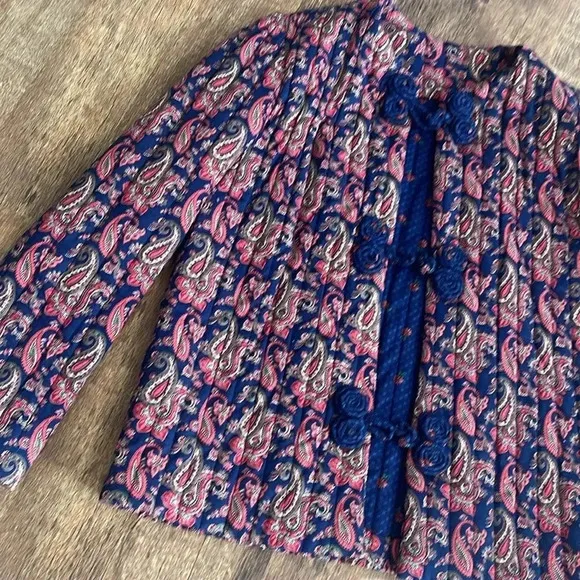 Nadia Vintage Quilted Jacket Cardigan  in Navy Size Small