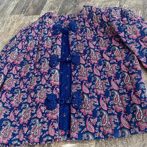Nadia Vintage Quilted Jacket Cardigan  in Navy Size Small