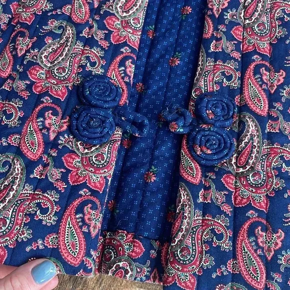 Nadia Vintage Quilted Jacket Cardigan  in Navy Size Small