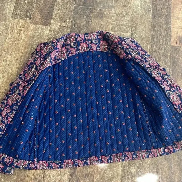 Nadia Vintage Quilted Jacket Cardigan  in Navy Size Small