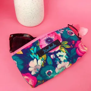 Navy and Pink Floral Sunglasses bag, glasses case.