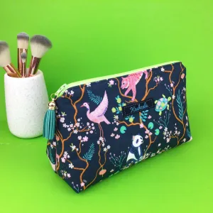 Navy Pandas and Tigers Medium Makeup Bag. Navy Makeup Bag.
