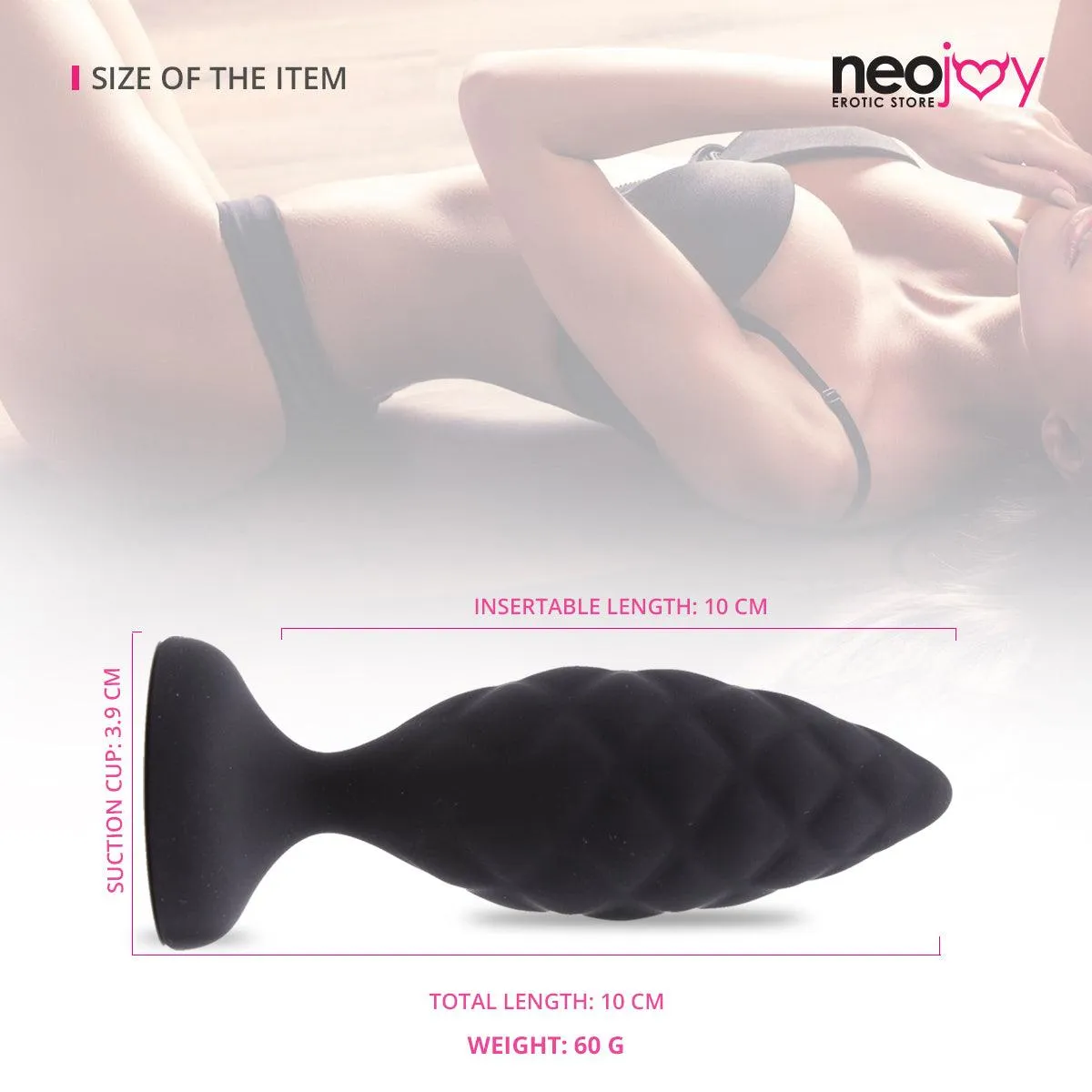 Neojoy - Pinecone Silicone Anal Butt Plug 10cm - Black